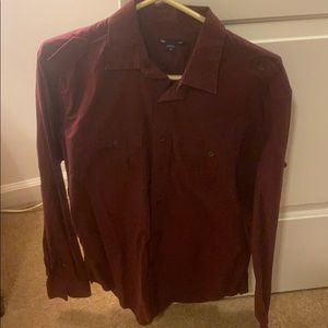 Gap Men’s Military Button Up Maroon Medium